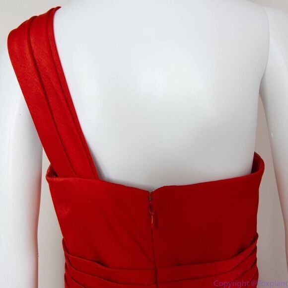 BCBGMaxAzria Palais One Shoulder‎ Cocktail Prom Dress, jewel red, size 8 - Picture 12 of 16